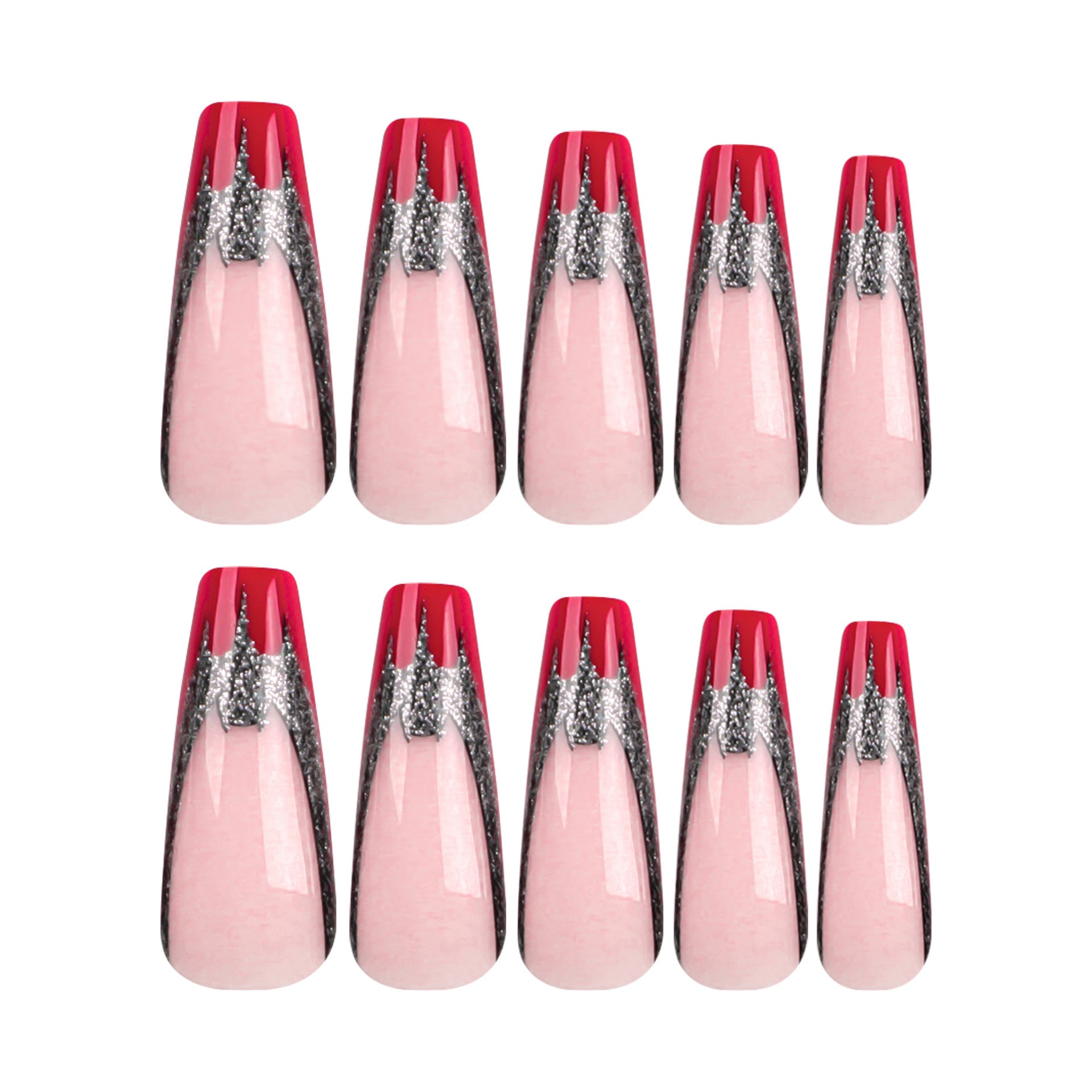 亮粉深色蝙蝠紅邊美甲｜可拆式成品甲片批發｜365nails