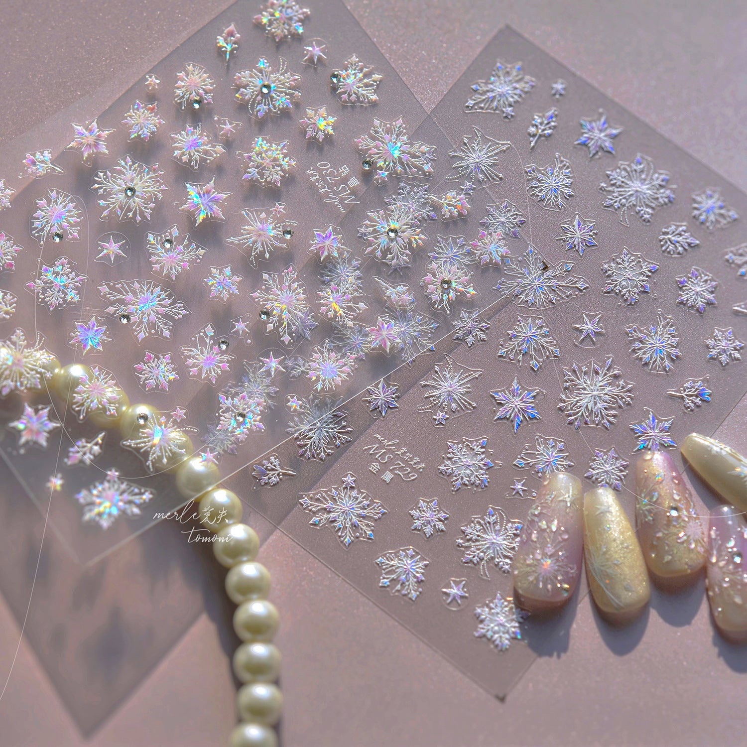 全息雪花系列：冰霜雪花 — 3D 金屬感指甲貼