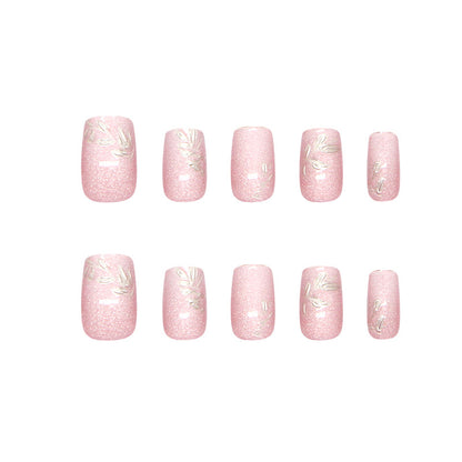 Nail Tips  prefabricated nail gentle silver silk three-dimensional small leaves cat eye fashion ins  press on nails 30 pieces｜365nails
