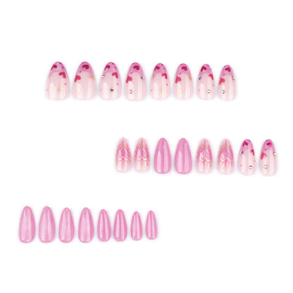 French pink cat eye flash  almond nail fake nail love nail art  finished product wholesale｜365nails