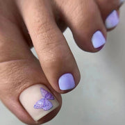 磨砂浪漫紫 蝴蝶 甜美風 穿戴甲 24片 假甲｜365nails