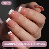 Press on nails French trapezoidal simple high-end sense 30 pieces box detachable fake nail finished pre-made manicure