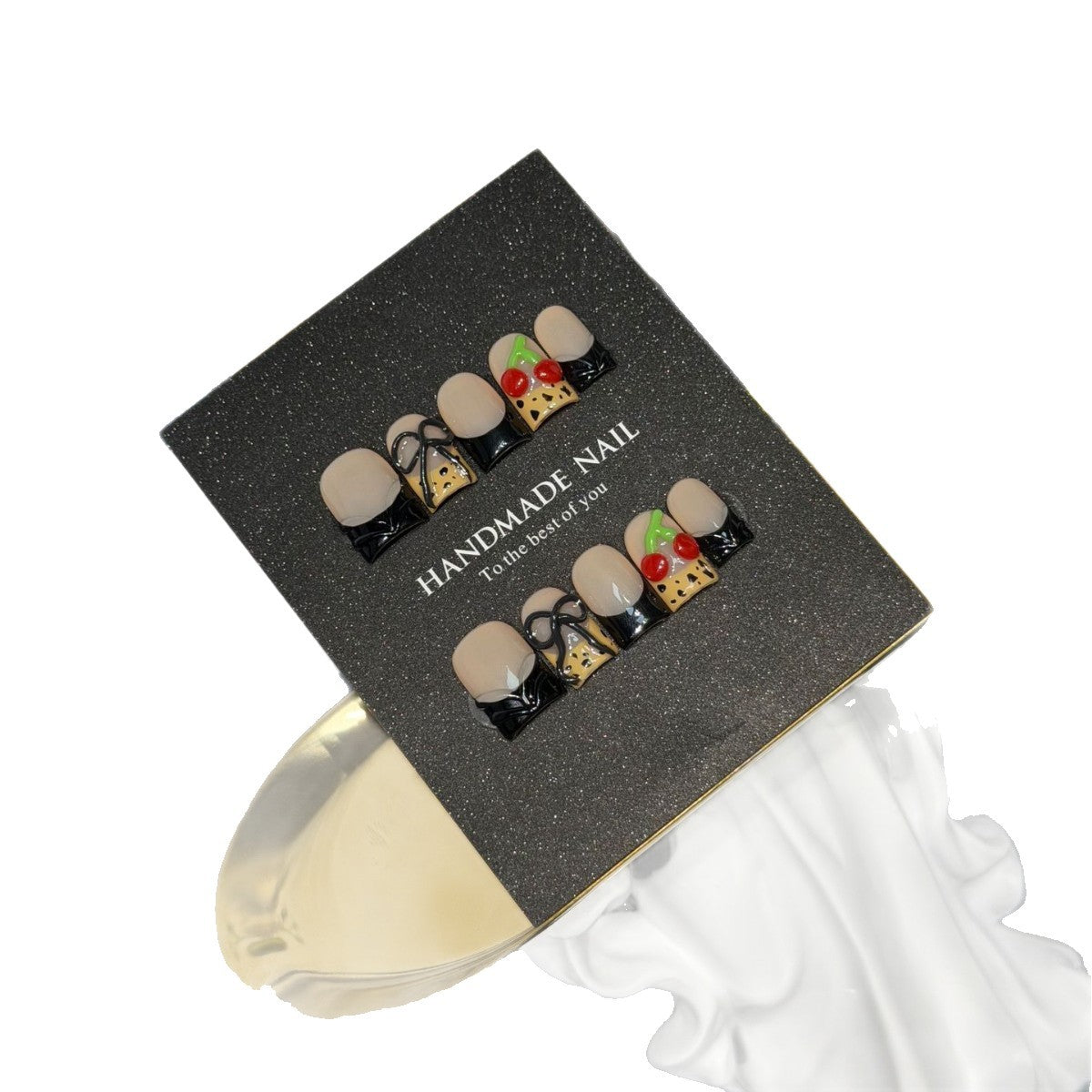 365nails: "Pudding Party" – 3D Animal Print Handmade Almond Nails