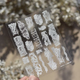 3D Embossed Spider Web Lace Nail Stickers – White Sheer Mesh Texture Set