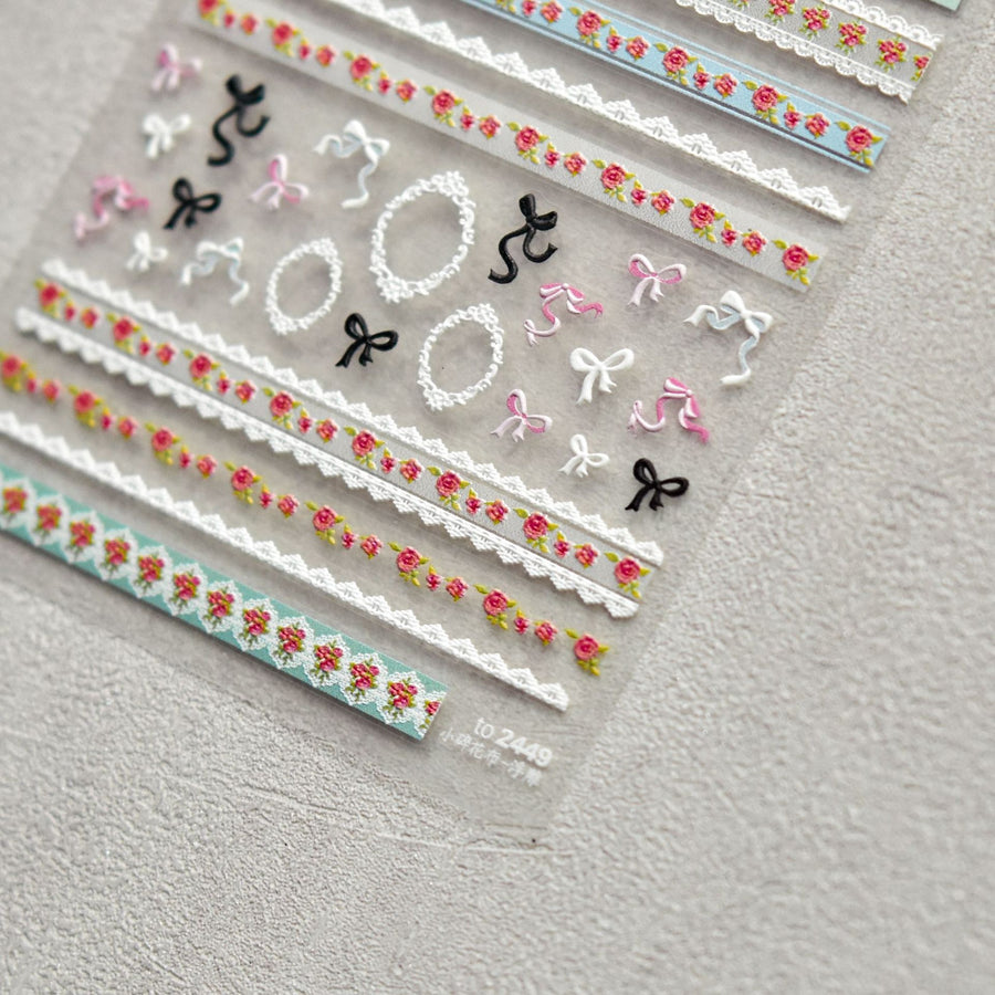365nails: "Vintage Floral Border Bow Lace" – nail art stickers
