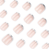Simple silver French short square press-on nails