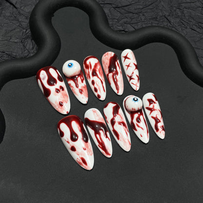 Handmade Nail Art  Style Bloody Mary Handmade Press-on Nails Art Dark Niche Halloween Wearable Nail Sticker｜365nails