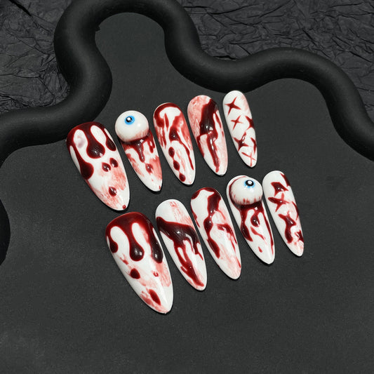 Handmade Nail Art  Style Bloody Mary Handmade Press-on Nails Art Dark Niche Halloween Wearable Nail Sticker｜365nails