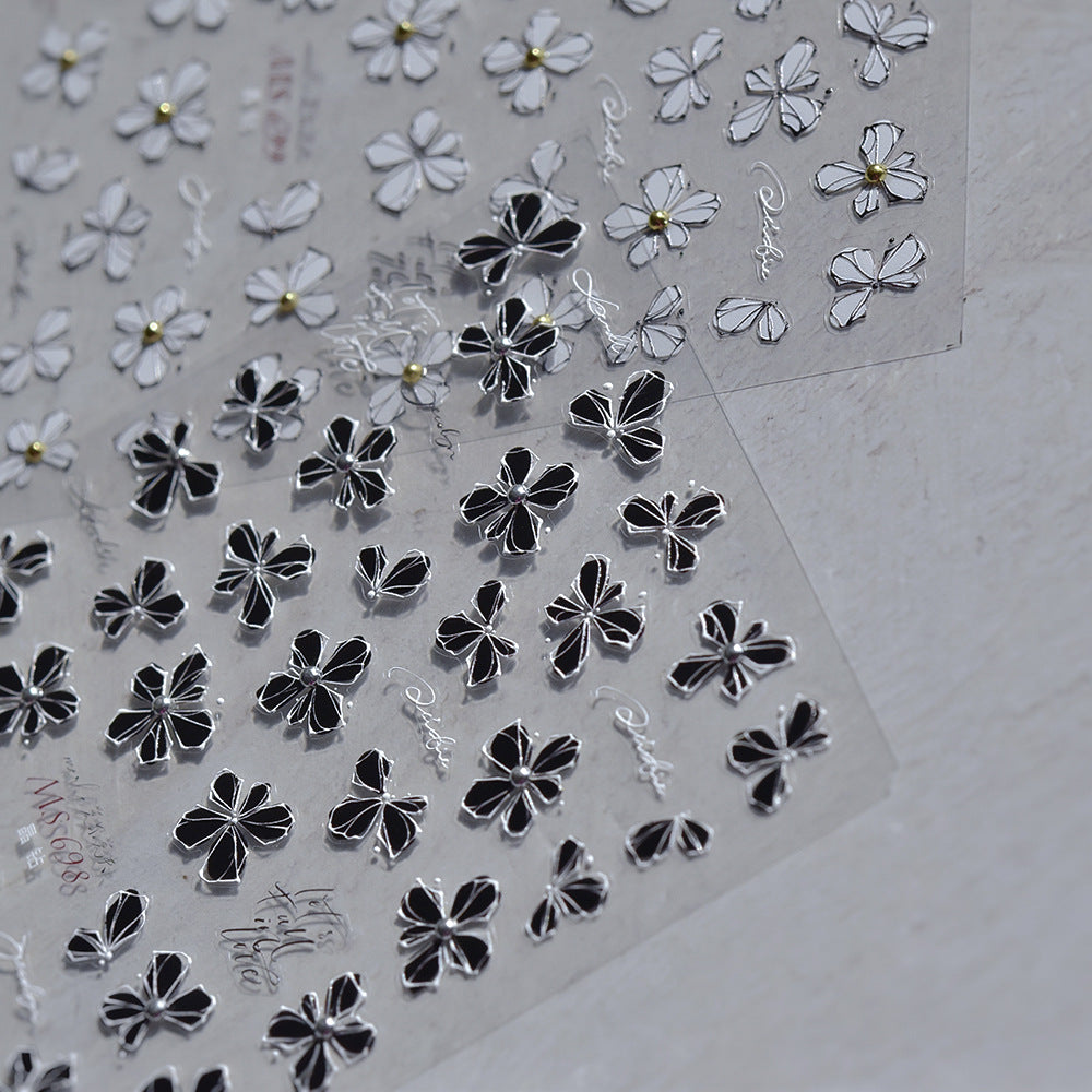 Black Clover Nail Stickers – 5D Embossed Minimalist Charm Set