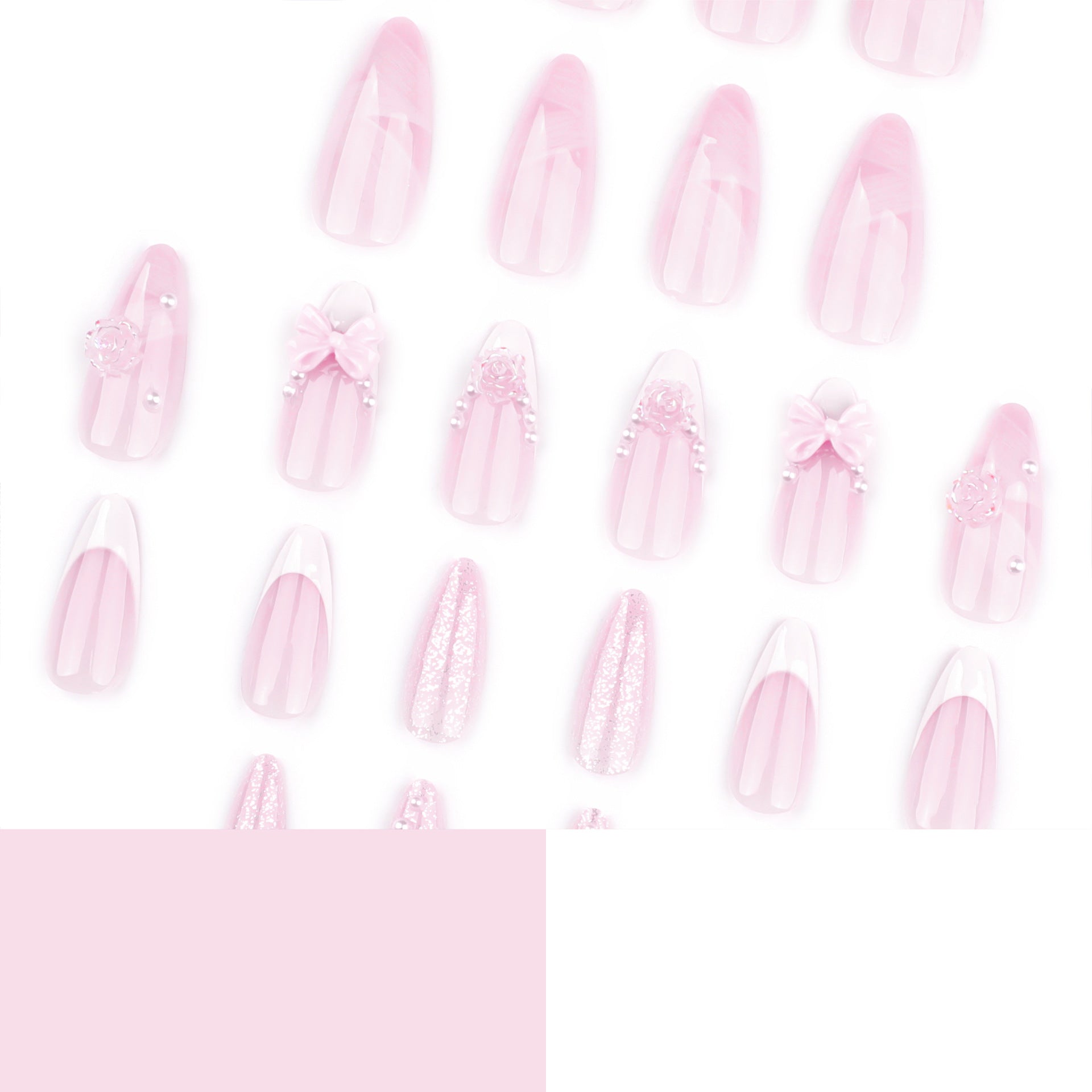 "Pink Ribbon & Rose French" - Precision Crafted Press-On Nails