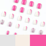 nails art piece wholesale white purple contrasting color silver glitter Press onable nails sticker short fake nails patch nails piece finished product｜365nails