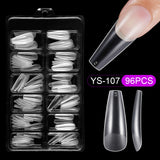 Nail Tips press on nails pads 96 pieces seamless ultra-thin almond fake nail patches removable fully transparent matte extended manicure