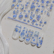 青花瓷花卉系列：「青瓷花瓶」— 3D 全息指甲貼