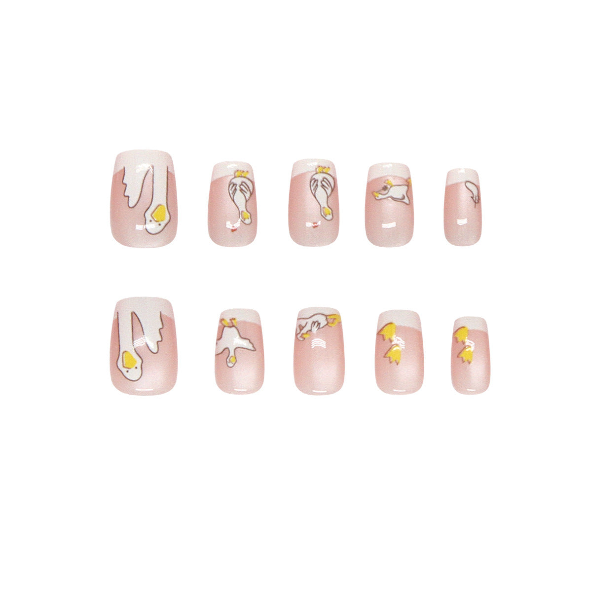 Pontas de unha pré-fabricadas, linhas fofas, gosling, serpentina rosa, olho de gato, ins, vento, unhas removíveis, press on, 30 peças｜365 unhas
