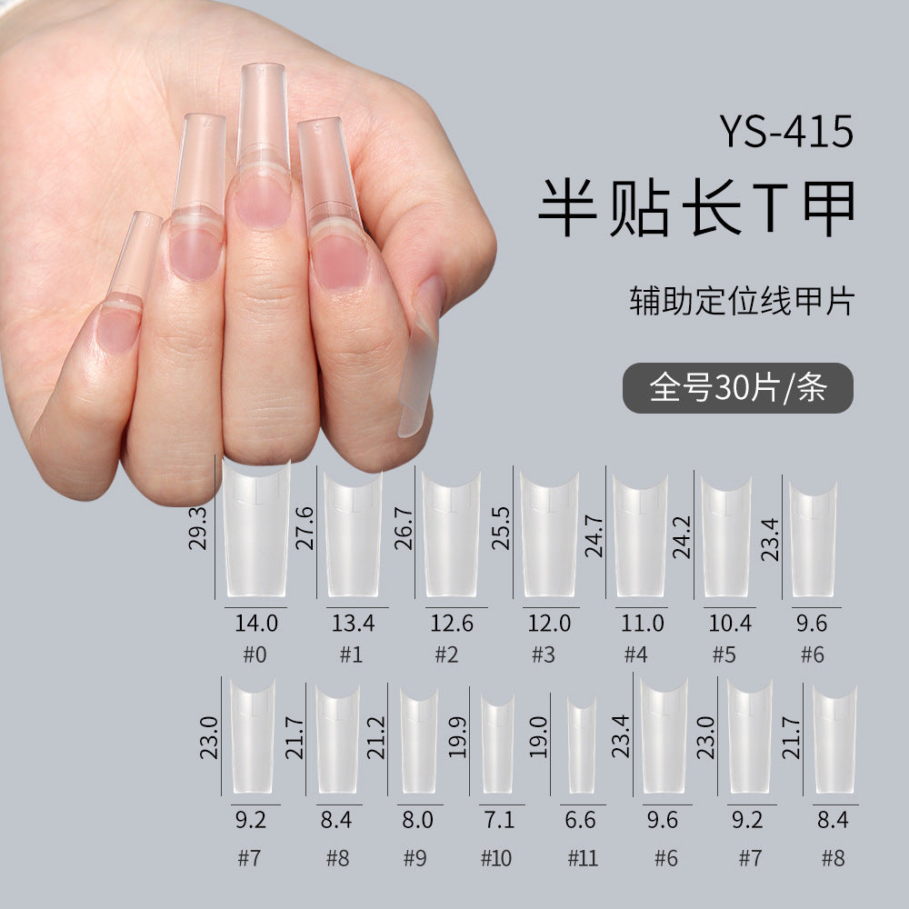 Nail Tips New nail plate matte trapezoidal half sticker 30 pieces, the whole full number is free of carving and grinding, seamless nail plate, fake nail wholesale