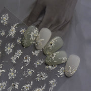 雛菊水晶: "白色雛菊浮雕" – 3D 浮雕甲貼