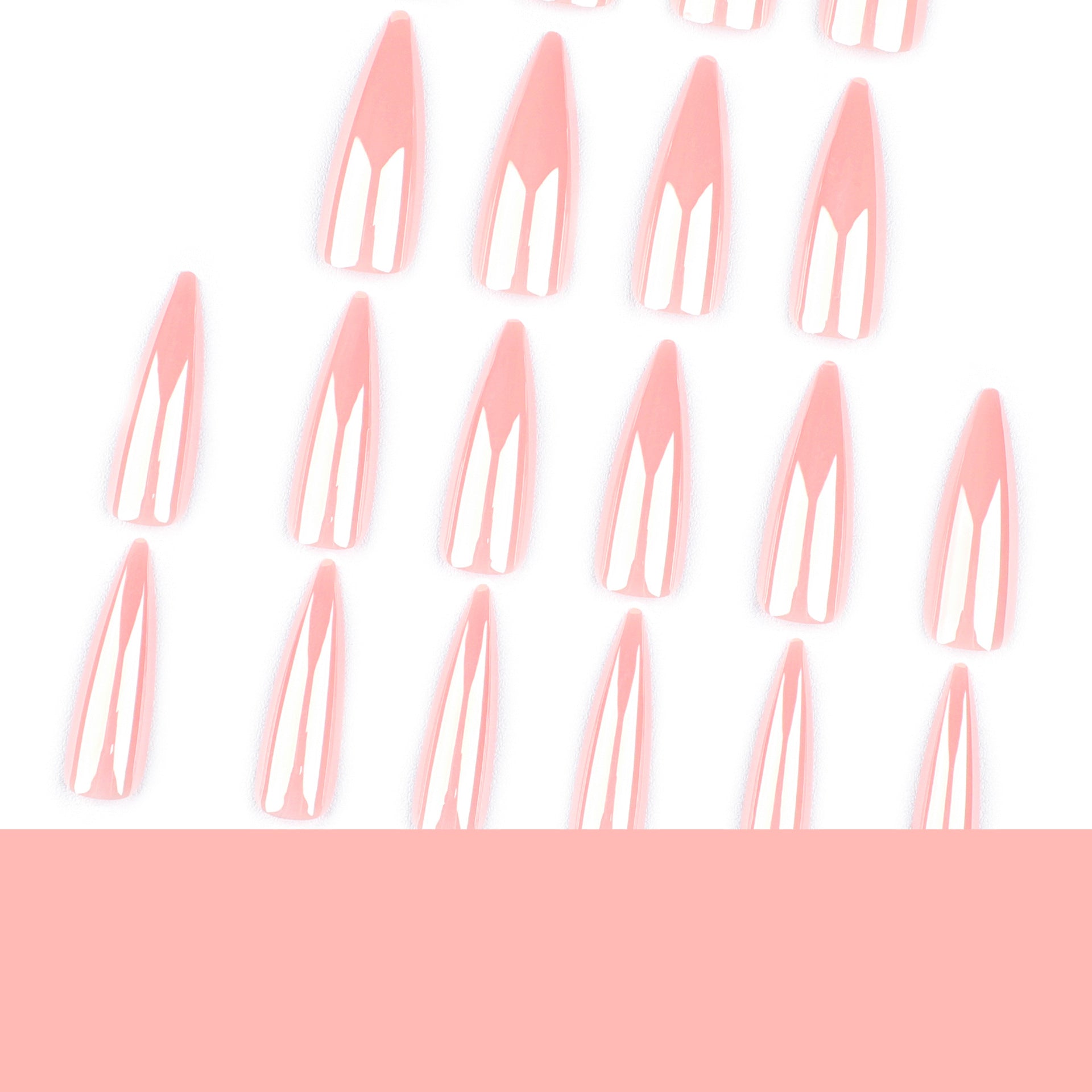 長款尖形成品穿戴甲 單色粉紅 簡約美甲 批發｜365nails