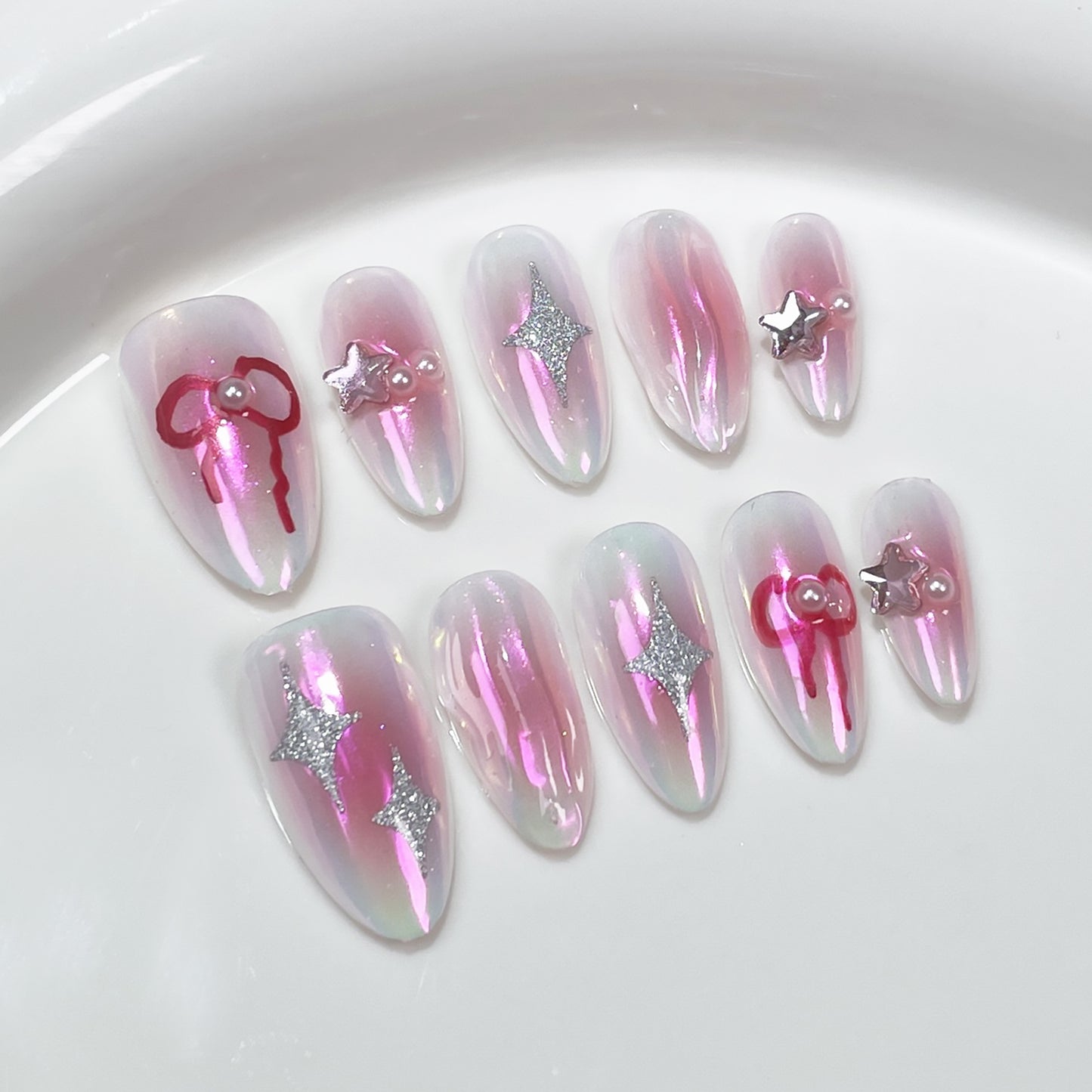 Sweet Cool Spice Girl Handmade Nail Patch  Blush  Almonds Handmade Press-on Nails Wearable Nail Sticker｜365nails