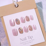 Pink Glitter Sheer Nails with Sparkling Accent Shine