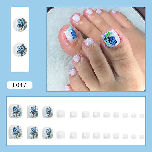 Mariposa 3D fresca y pura. Modelo de uñas postizas a presión. Uñas postizas especiales de hada. Modelo de uñas postizas a presión. ｜365nails