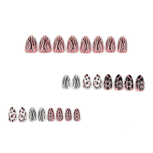 Cool and hot autumn and winter leopard print short almonds press-on nails