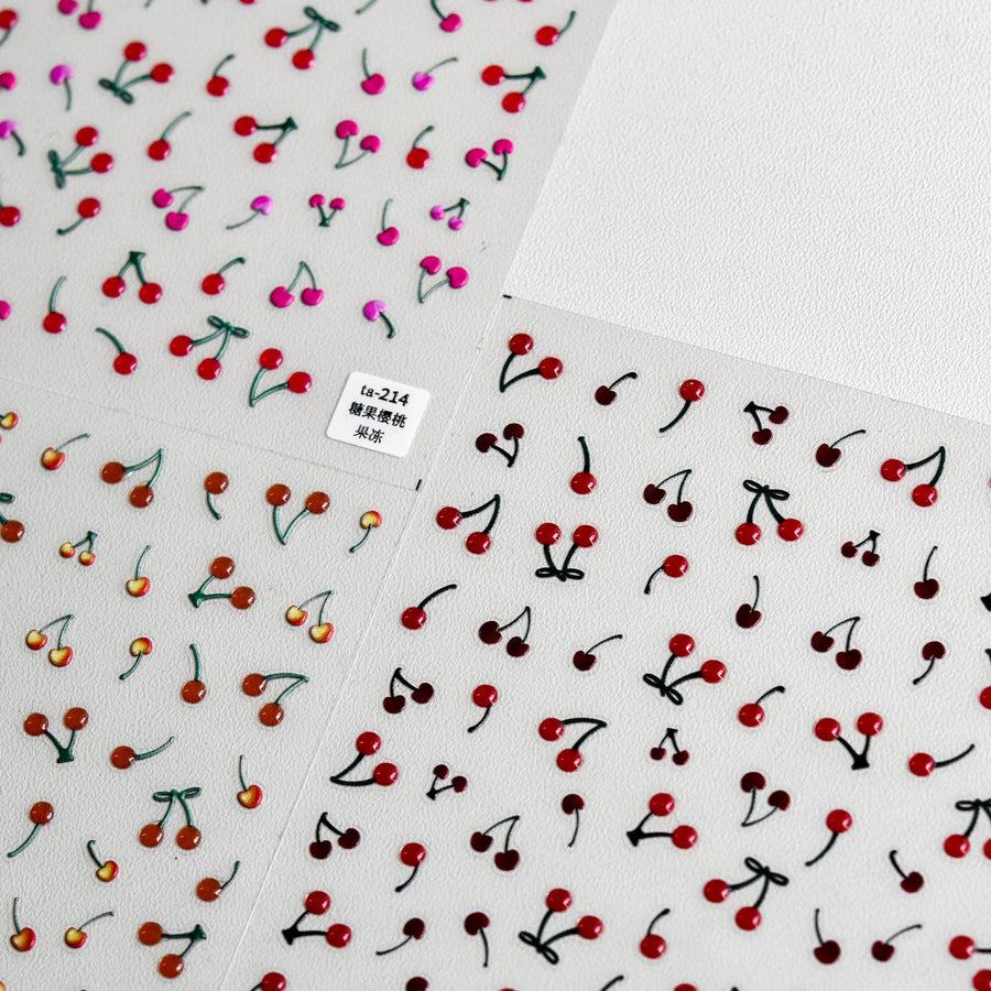 Jelly Cherry: "Sweet Summer Berry" – 5D Embossed Nail Sticker