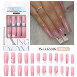 Press on nails fake nail patch extension nail Spice Girl medium rectangle removable 24 pieces with drill manicure