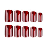 Red solid color blood red cat eye manicure European square short wearable nail piece finished product wholesale｜365nails