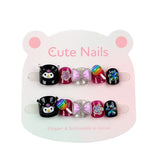 Black three-dimensional Kulomi wears cute nails, children's short nail art 3D lollipop fake nail patch