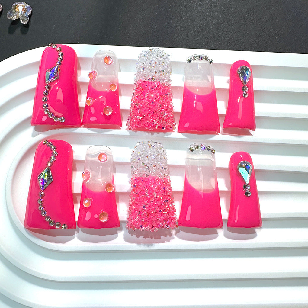 Neon Pink Duckbill Press On Nails