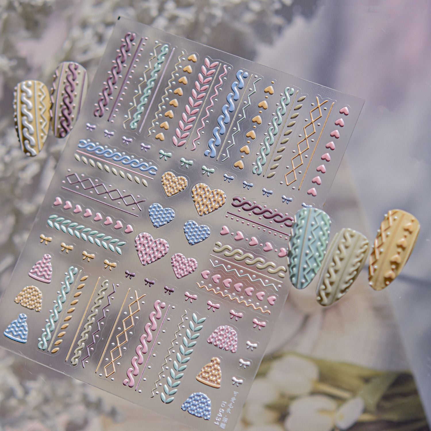 Knit Texture Collection: "Cozy Knit" – 3D Embossed Nail Sticker