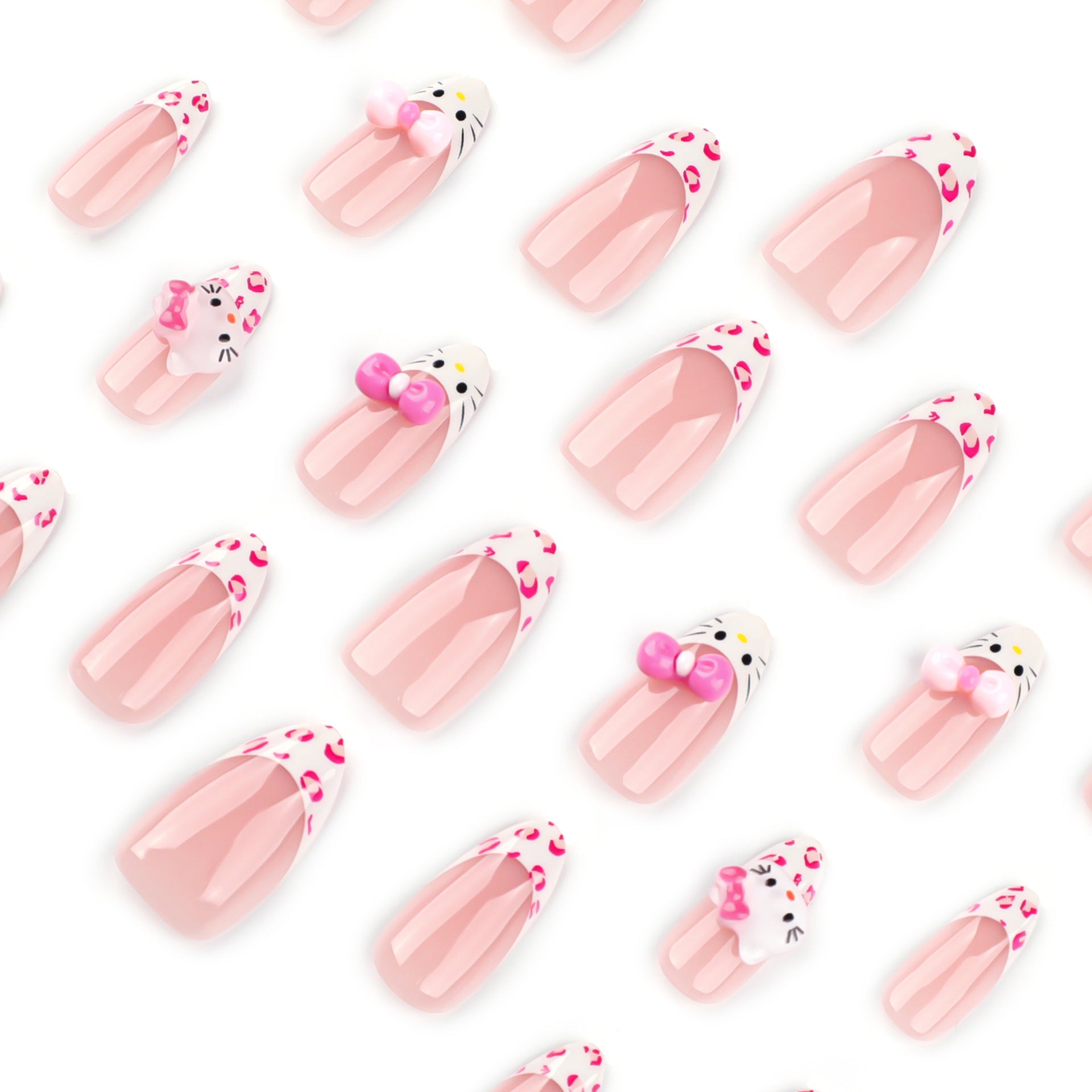 French leopard print Japanese style sweet short almond press-on nails