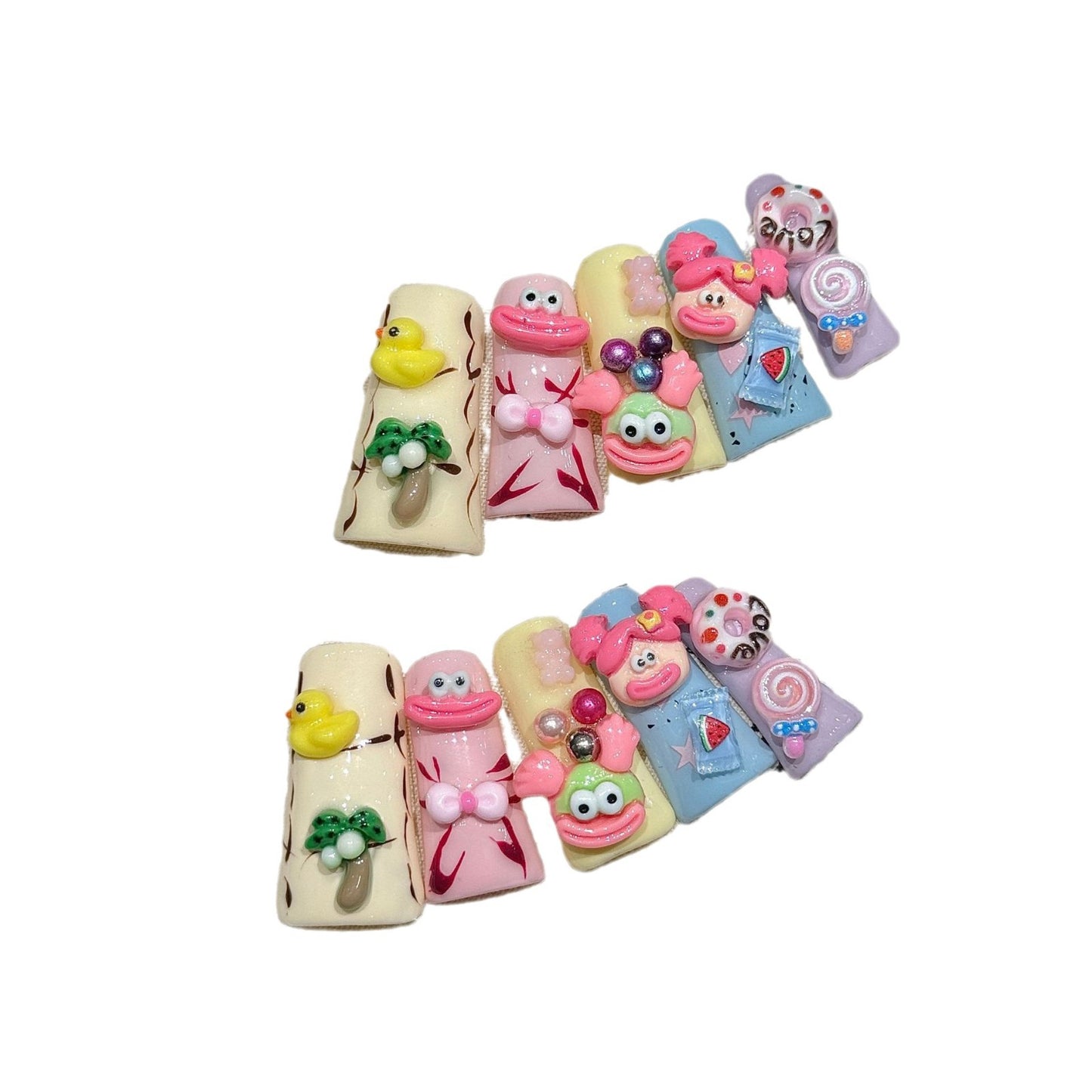 duck bill nail art dopamine plastic wind big mouth pure handmade press on nails sticker | 365nails