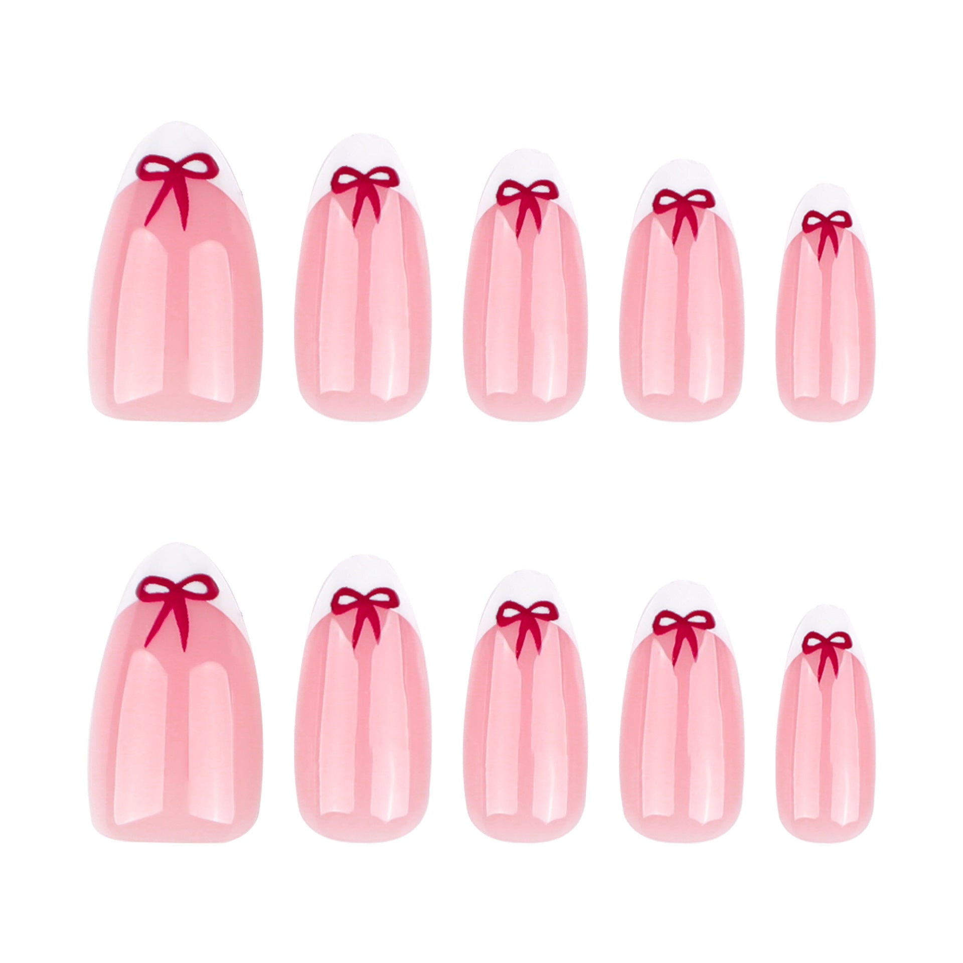 "White French & Burgundy Bow" - Precision Crafted Press-On Nails