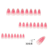 Fresh & flirty blush ombre nail art - 3d bow & cat eye press-on nails