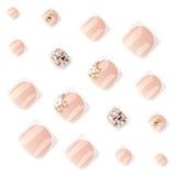 Pearl & rhinestone bling french white minimalist toenail tips