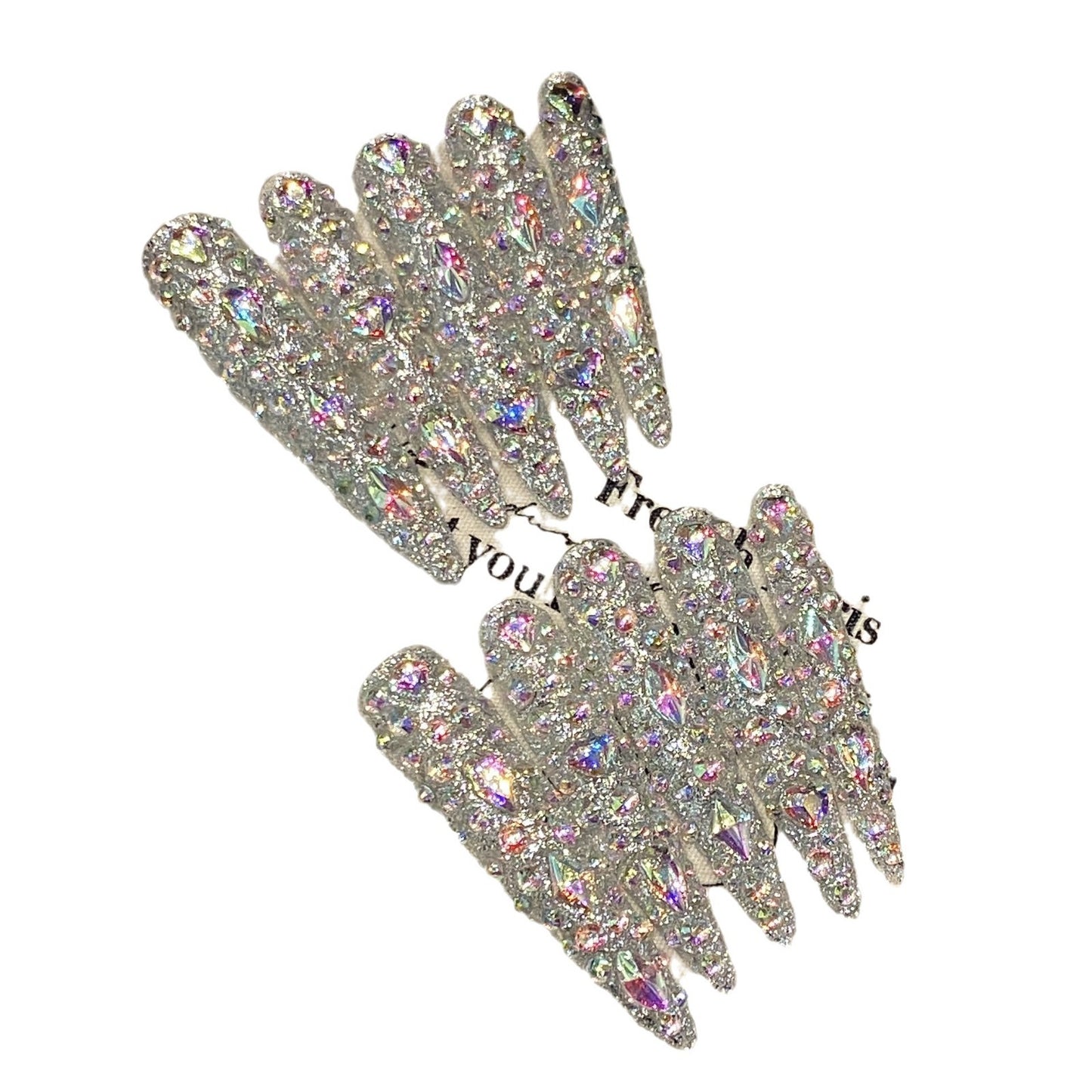 extra long pure handmade nails bursts full of diamonds, light luxury nail art, fake nails, and advanced nail wear | 365nails