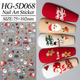 Happy Christmas Nail Art Sticker 5D Embossed Three-dimensional Snowman Santa DIY Nail Sticker Ornament HG