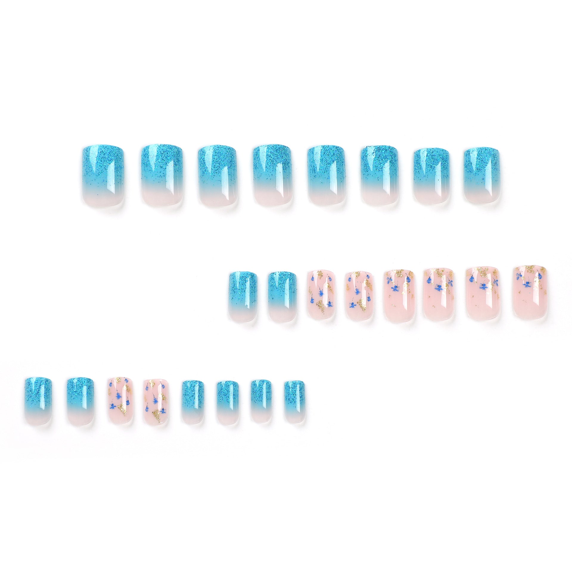 Uñas postizas especiales, uñas postizas extraíbles, uñas con lentejuelas doradas, uñas artísticas, uñas adhesivas, uñas terminadas por piezas | 365nails