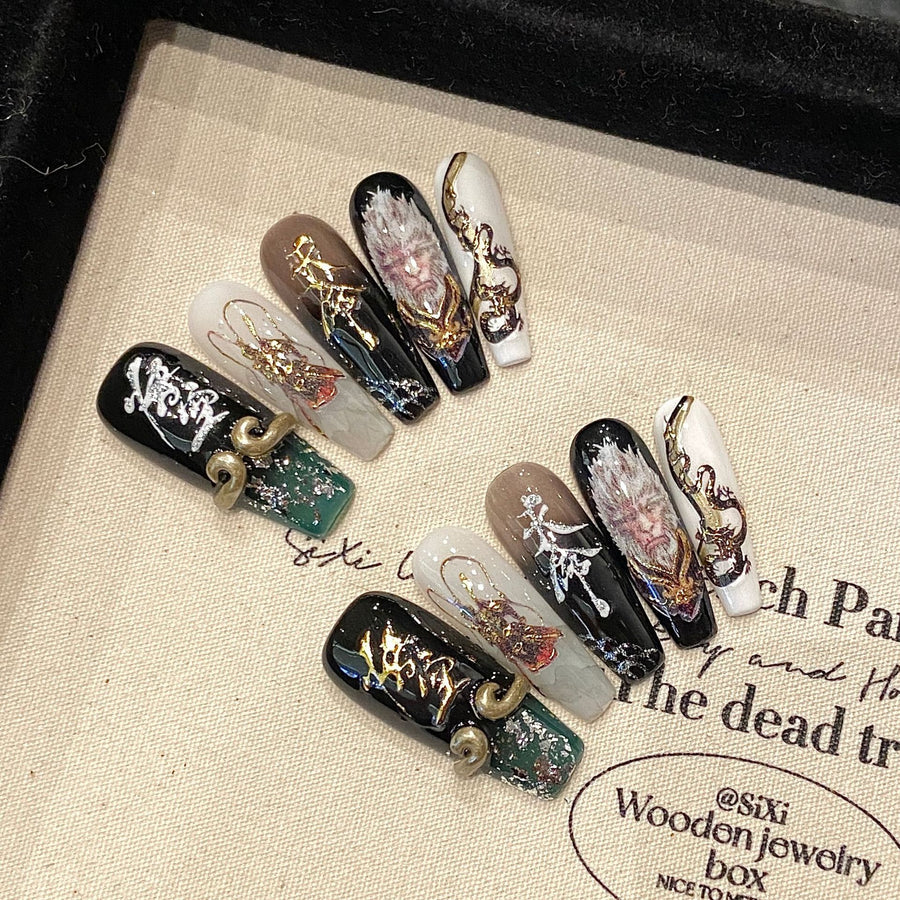365nails: "Mythic Legend" – 3D Character Art Handmade Coffin Nails