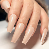 Extra long ballet manicure simple solid color nude     nail finished product wholesale｜365nails