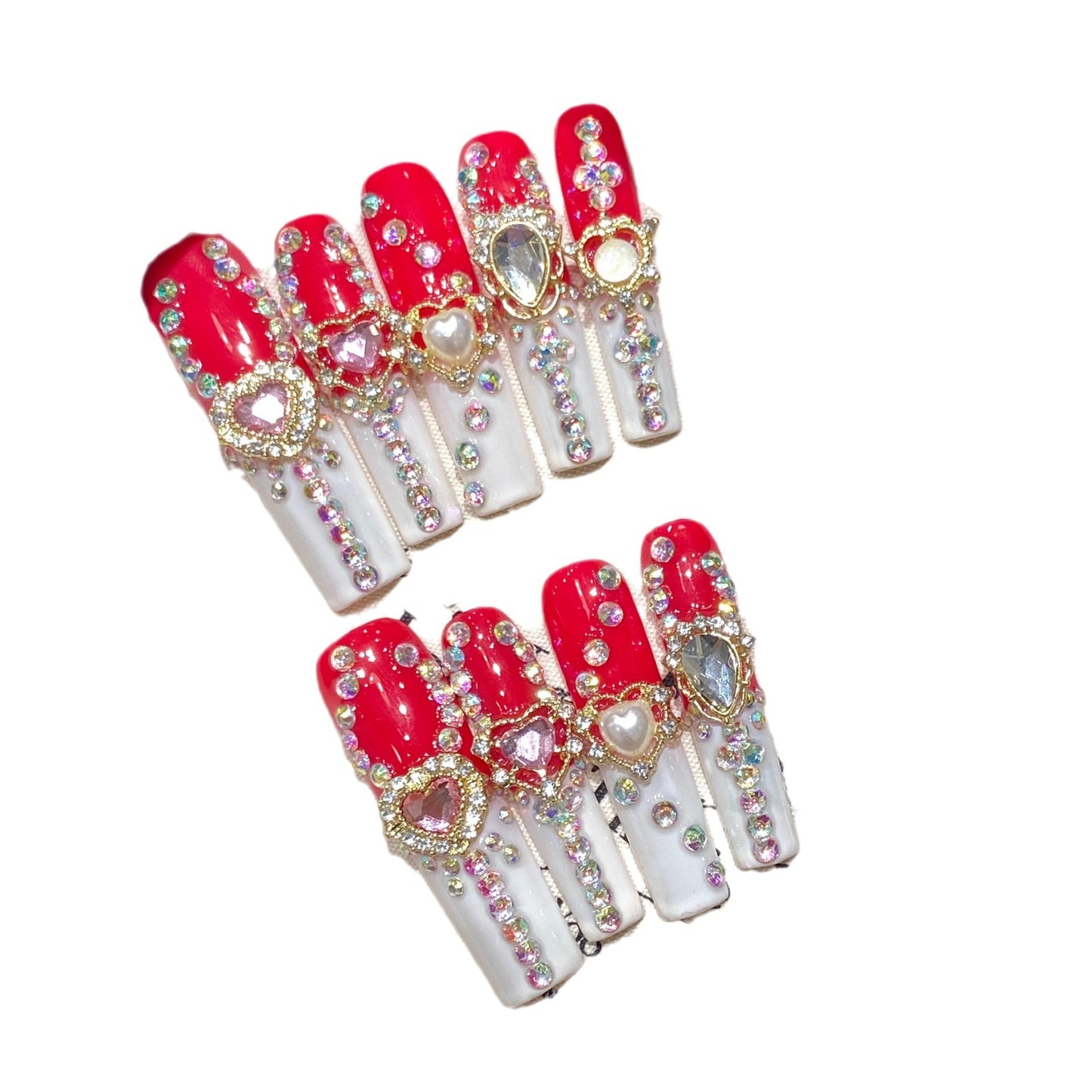 Nail Art Handmade press on nails Finished Noble Luxury Femme Fatale extra long Exaggerated Water Ladder  | 365nails