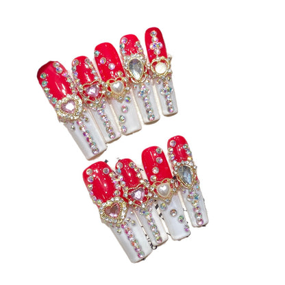 Nail Art Handmade press on nails Finished Noble Luxury Femme Fatale extra long Exaggerated Water Ladder  | 365nails