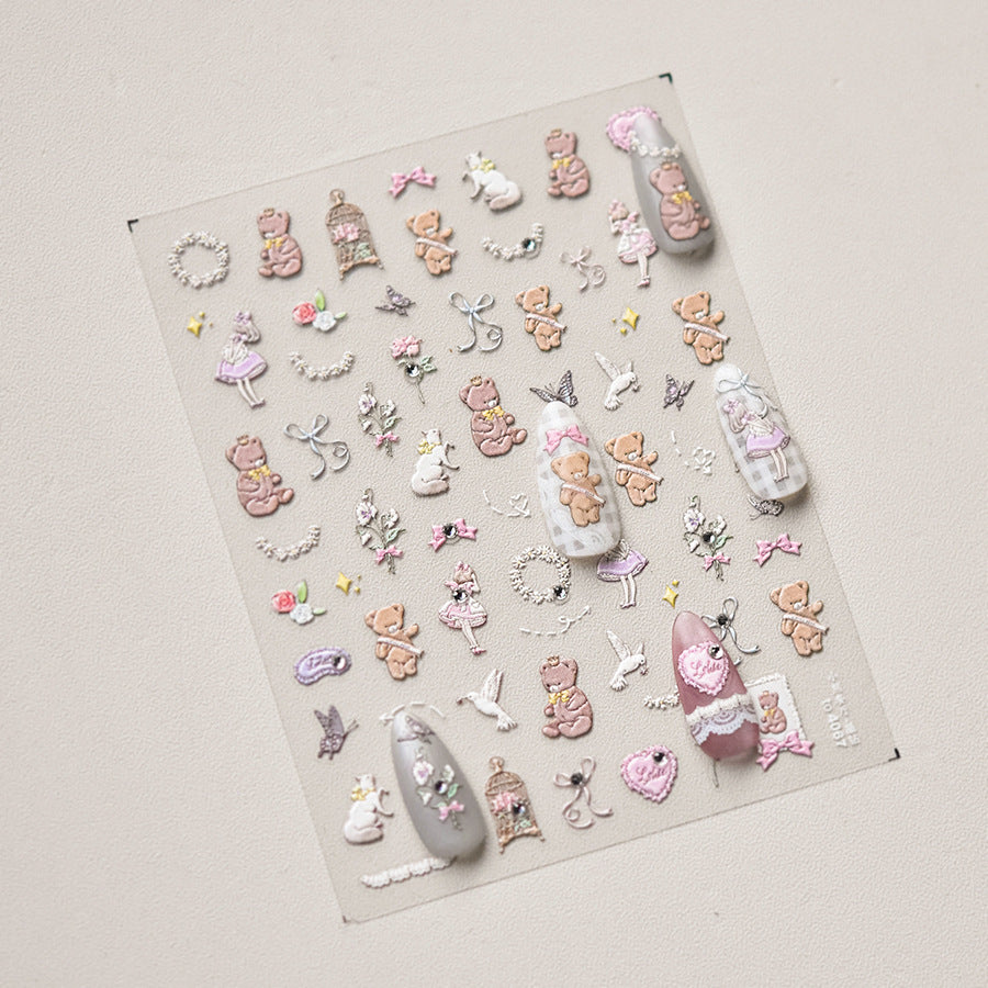 365nails: "Pastel Teddy & Ballet Girl" – nail art stickers