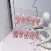 365nails: "Diamond Rose" – Medium Coffin Handmade Press-On Nails