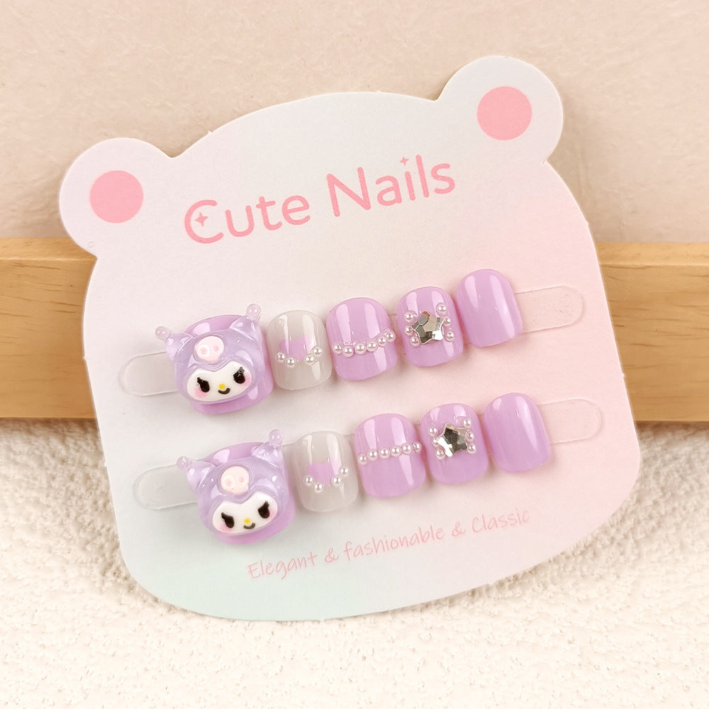 High-end pentagram nail art sticker, cartoon Kulomie children's wearing nail pads, 10 diamond-encrusted children's nail pads