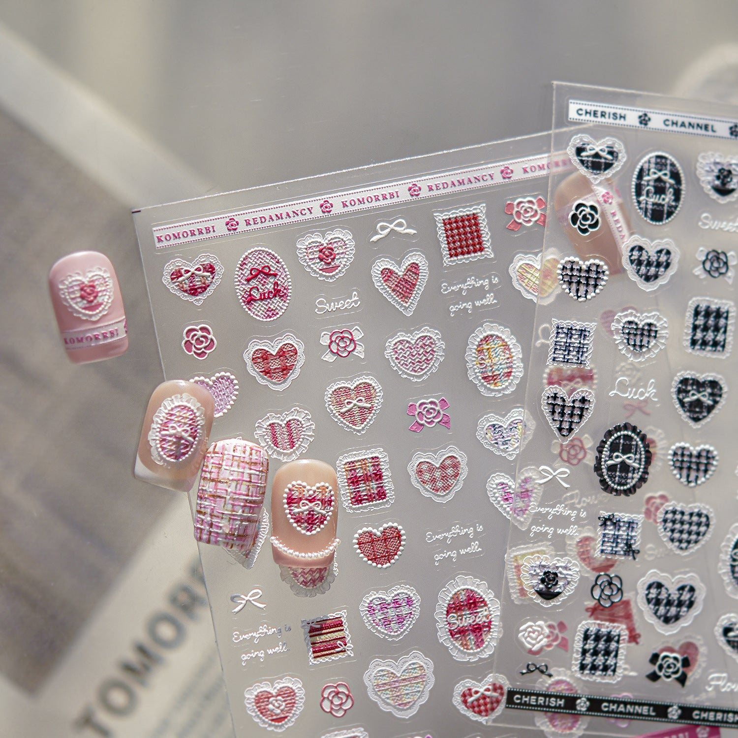 Lace Heart Collection: "Sweet Lace" – 3D Embossed Nail Sticker