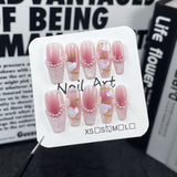 Uñas postizas Spar cat eye hechas a mano con pistola de pulverización rubor pintadas a mano manicura francesa hecha a mano tallas medianas y largas ｜365nails