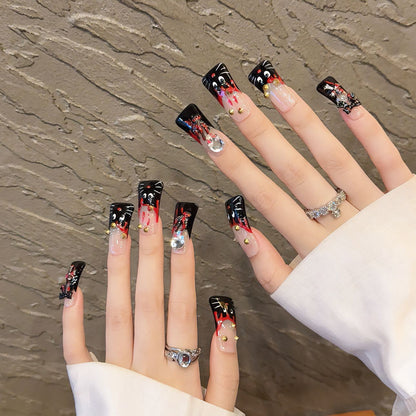 Duck Beak Nail Art Hand Painted Cat Region Limited  Nails Handmade Wear Nail fake nails Nail Art | 365nails
