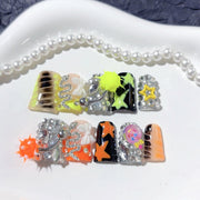 Cyber Punk: "Neon Chaos" – Duck Bill Shape 3D Handmade Press On Nails
